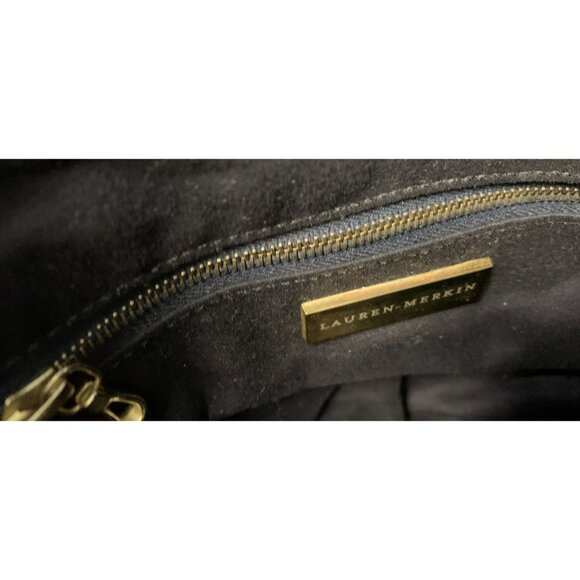 Lauren Merkin Black & White Boho Old Money Chevron Fabric Handbag With Adjustabl - Picture 6 of 12